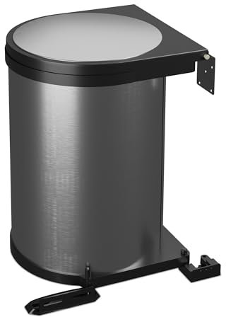 Relaxdays Einbaumülleimer, 12 L, Einbau Unterschrank, Schwenkeimer Küche, HBT: 37x28x28,5 cm, Edelstahl, silber/schwarz