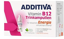 ADDITIVA Vitamin B12 Energy Trinkampullen – 500 µg Vitamin B12, B2, B6 & 150 mg L-Carnitin – 10 vegane Ampullen – Mango-Maracuja-Geschmack – Unterstützt Energiestoffwechsel & verringert Müdigkeit