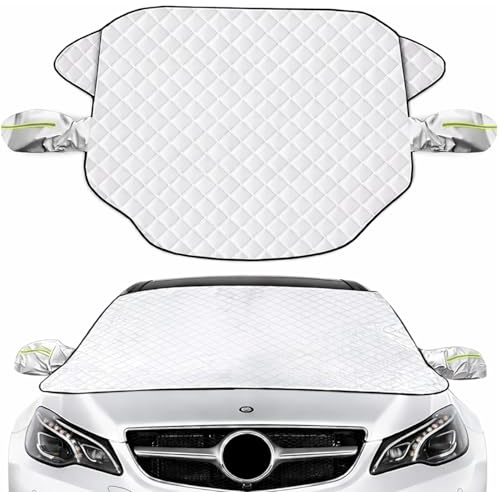 NewZC 193x126cm Plegable Funda Protectora Antiheladas Coche con Cubre Espejo Retrovisor - Invierno Verano Universal Cubierta Magnetica Parabrisas Coche para Anti Hielo Nieve Lluvia Solar y UV