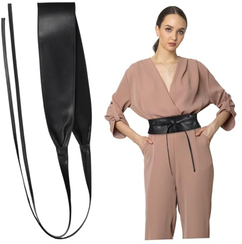 Mipcase Cintura Donna Nera in PU Regolabile Raffinata e Resistente, Cintura Corsetto Semplice e Moda per Vestiti e Abiti