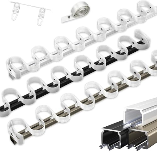 HeavyDuty - Juego de rieles de cortina en forma de S, 1 m 6 m, aleación de aluminio, sistema de plegado transversal para sala de estar y dormitorio, montaje en techo/pared, color negro (3.3 pies)