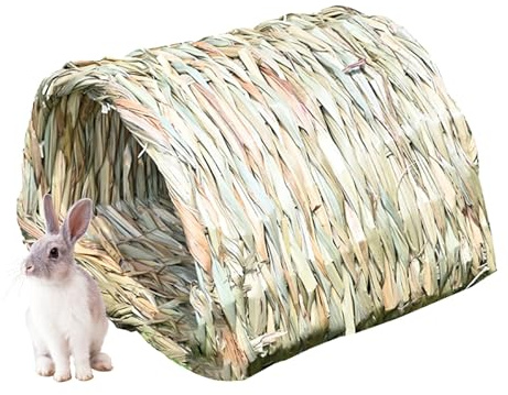 Hay Bunny Tunnel – a scomparsa per conigli, casetta per nidificare per piccoli animali domestici, rifugio per animali masticabili, accessorio comfort per gabbia | Bunny Nest House ideale con box