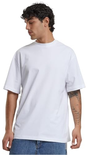 URBAN CLASSICS Men's Basic Crew Neck Tall Tee, Oversized Short Sleeves T-Shirt with Dropped Shoulders, 100% Jersey Cotton, in white, 5XL