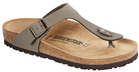 Birkenstock Classic Gizeh BF, Damen Zehentrenner, Grau (Nubuk Stone), 41 EU