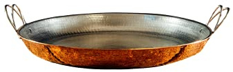 Sertodo 15 Inch Hand-Hammered Copper Paella Pan | Heavy-Gauge Pure Copper Frying Pan & Skillet | Artisan Cookware for Cooking & Serving – Alicante Style