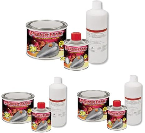 Power Tank - 3 Tankversiegelung Motorrad 2k Rot 350 g Set Tankentroster Innen Versiegelung Tanksanierung Schutzemulsion Rost Tank Entrosten Und Versiegeln Tankinnenlack Tankbeschichtung Rostlöser Auto