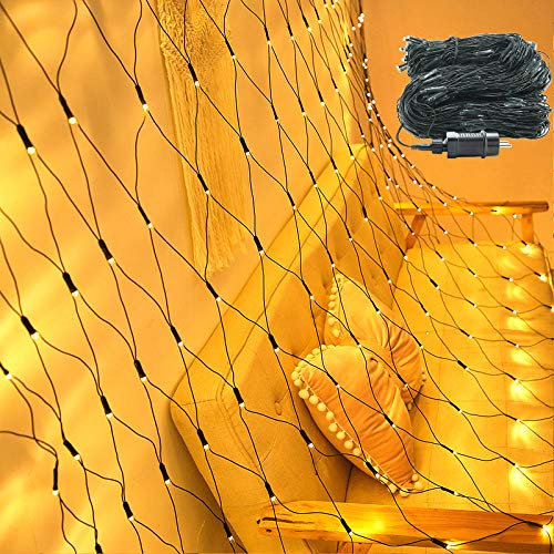 UISEBRT Guirlande Lumineuses Filet 3 * 2m pour Extérieur Intérieure décoration, avec 8 modes D'éclairage, pour Noël, Pâques, Halloween, Mariage, Fête, étanche IP44 (3 * 2m - Blanc chaud)