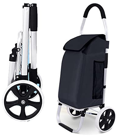 Trolley Carrello della Spesa 2 Ruote Grandi Silenzioso Rimovibile Leggero 40L Pieghevole Borsa di Stoffa con Base 40 kg Allaperto Carrello da Trasporto Anziani Viaggio Picnic + 2 Corde Elastiche