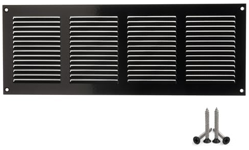 400x150mm Nera Griglia D'aria con Rete Anti Insetti - Griglie D'Aerazione/Ventilazione in Metallo
