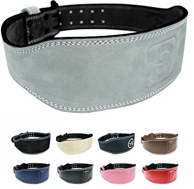 Weight-lifting Belt Gewichthebergürtel Kraftraining | Gym Gürtel Gewichtheben Powerlifting Belt für Kraftsport wie Deadlift, Kniebeugen und Body-Building | Fitness-Gürtel mit Polster, Grau-Nubuck S