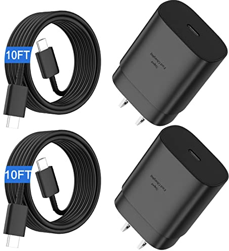 USB C Fast Charger,25W Android Phone Charger for Samsung S26 Super Fast Charger Type C Charger Cord & 10 Ft USB C Cable Fast Charging for Samsung Galaxy S26/S25/S24/S23/S22/S21/S20/Plus/Ultra,2 Pack