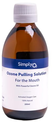 Simply O3 100% Natural Ozone Olive Oil Pulling, Ozone Mouthwash with Pepermint Oil Solution for Teeth and Gums 100% Natural (8.4 oz.)