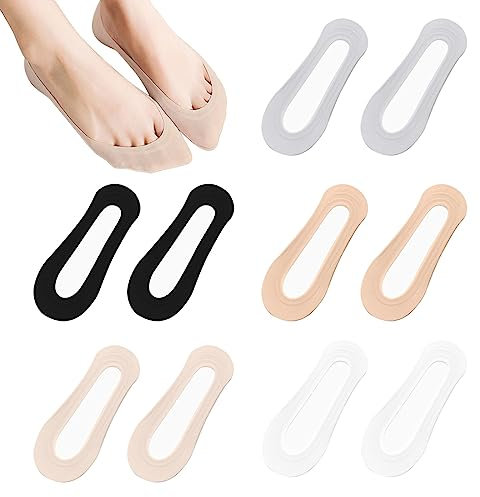 ZOCONE 10 Paar Füßlinge Damen Atmungsaktive Füsslinge Damen Ballerina Socken mit Rutschfest Silikon, Unsichtbare Socken No Show Socks Women Invisible Socks für Ballerinas Loafer EU34-38 (Mehrfarbig)
