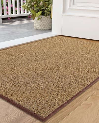 COLOR&GEOMETRY Dirt Trapper Door Mat, Heavy Duty Front Door Mat for Indoor and Outdoor, Non Slip Rubber Backing Door Matts Indoor, Machine Washable Doormat for Muddy Shoes & Paws - Brown, 60 x 110 cm