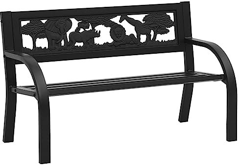 Homgoday Trädgårdsbänk för barn, 86 cm stål, uteplatsbänk, utomhus, trädgårdsbänk, stol, vardagsrum, sittmöbler, möbler