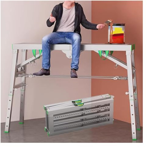 Adjustable working platform, rated to 400kg, portable folding scaffold | 40cm wide | multi-purpose ladder and platform,180 * 40