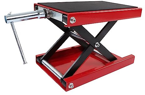 Cric per Moto, Sollevatore a Forbice Regolabile a Manovella Supporto per Riparazione Piattaforma di Sollevamento per Trattore Bici con Cinturino in Gomma per Uso Antiscivolo