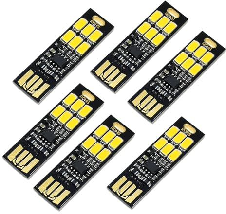 6 Stück USB LED Stick Super Hell Ultra Dünn 6 LED Touch Dimmer Tragbar für Laptop Tastatur Warmweiß