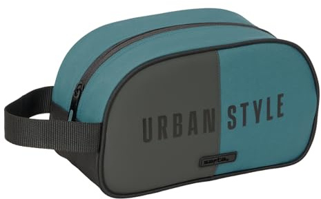 Safta URBAN STYLE - Medelstor skolväska för barn med handtag, barnväska, anpassningsbar till vagn, lätt att rengöra, bekväm och mångsidig, kvalitet och styrka, 26 x 12 x 15 cm, Grå/Blå, M, Avslappnad