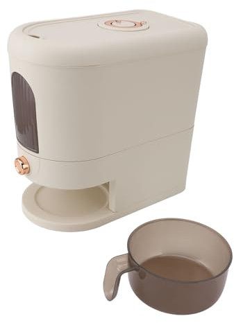 OFFAXE Storage containers, rice dispenser with 5 kg capacity and measuring cup. Sealed, large grain container, rice storage bucket, for the home kitchen, dining room