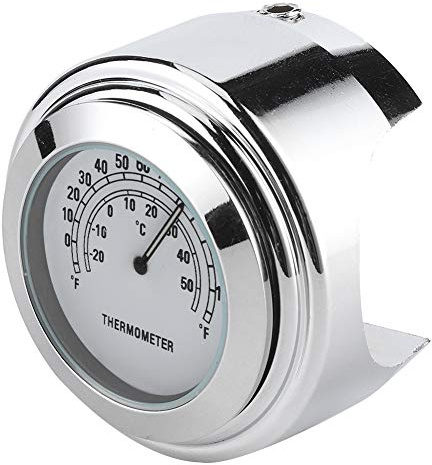 Ejoyous Motorcykelstyret Termometer Cykeltemperaturmätare Väderbeständig -20 ℃ -50 ℃ Klar Urtavla Stötsäker Vattentät med Aluminiumlegering för ATV Snöskoter (Vit)