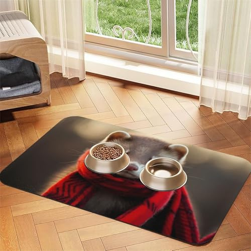 WZYCWB 40 x 60 cm, motivo furetto, tappetino per cibo per cani e gatti, pieghevole e facile da riporre