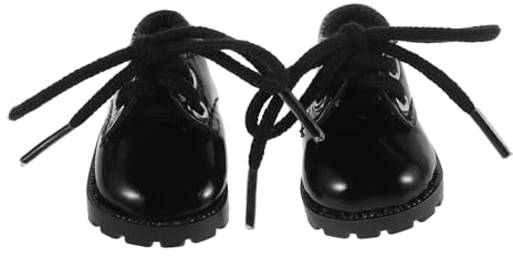 NAMOARLY Puppenschuhe aus Kunstleder Schwarze Puppenhausschuhe für Puppenhaus und Miniaturpuppen Elegant und Passgenau