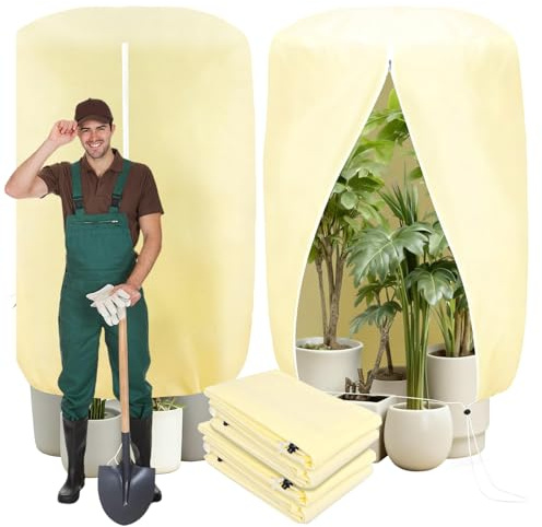 2 Pièce 180x120cm 70g/m² Voile Hivernage Plante Exterieur, Indéchirable, Réutilisable Protection Hivernale pour Plantes avec Fermeture Éclair, Voile Hivernage pour Plantes pour Palmiers, Olivier