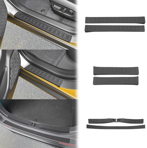 JTYZSM Door Sill Guards & Rear Bumper Protector for 2019-2025 Toyota RAV4 Accessories, Entry Guard with Trunk Sill Cover Kit Soft TPE for 2019-2025 RAV-4 6Pcs Set