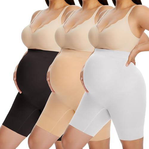 HBselect Women Maternity Shorts Over Bump Anti Chafing Pregnancy Shapewear | Anti Chafing Maternity Boxers Shorts, Overbelly Support, Stretchy Modesty Cycling Pants for Under Dresses and Skirts