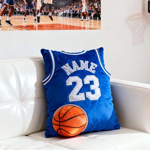 Drawelry Cuscino Personalizzato 3D,Decorazione per la casa,Cuscini Decorativi Regalo Per Femmina Maschio,Dimensioni a Scelta (Cuscini con maglie da basket con nome)