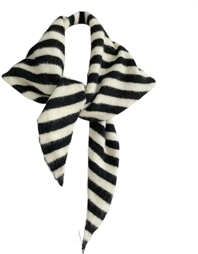 BOSTEU Stripe Knitted Triangle Scarf for Women, Aesthetic Headscarf Shawl Neck Warmer Versatile Head Wrap for Fall Winter (black)