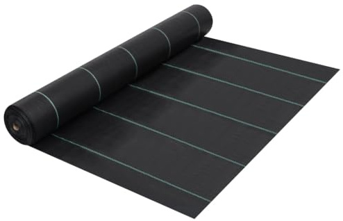 Genérico Estera de Control de malezas y raíces PP Negro 2x100 m, Mallas antihierbas Negro,313068