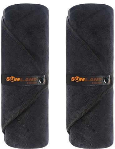 Sunland Toalla de Microfibra Grande de Secado rápido, súper Absorbente, Toalla de Gimnasio para Hombres, Toalla de Viaje, Toalla de Playa, Toallas de natación para Adultos, Paquete de 2, Color Negro,