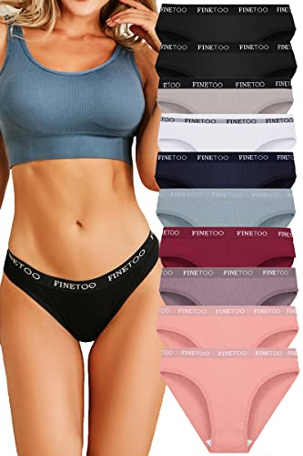 FINETOO Confezione da 10 Slip in Cotone da Donna Intimo Traspirante Logo Intimo Sportivo Mutandine morbide e Sexy Lingerie Sexy Cintura Sportiva Bikini Confezione Multipla S-XL