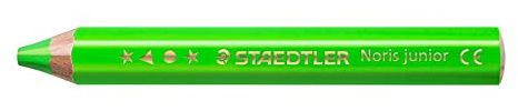 STAEDTLER 3in1 Buntstift Noris junior Bunt-,Wachsmal- und Aquarellstift, neon grün, extra bruchsicher, ideal für Kinder, für viele Oberflächen, 6 Buntstifte in neon grün, 140-F5