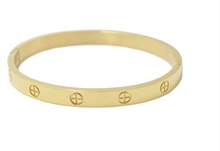 Luxury Gold-Plated Stainless Steel Simple Style Love Bangle Bracelet for Women Men (Gold-16)