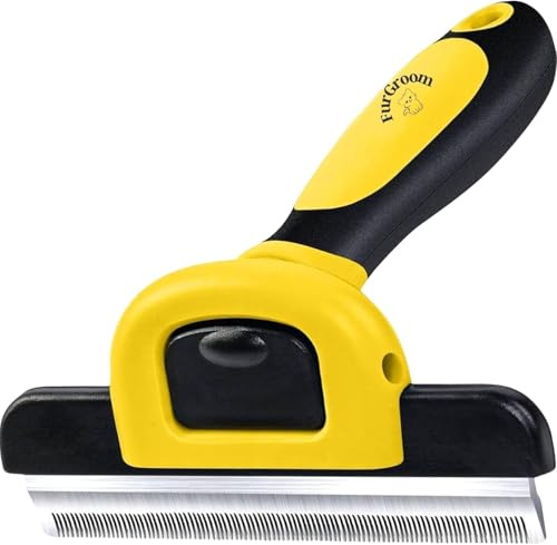 FurGroom Deshedding Tool for Dogs and Cats-Reduces Shedding by Up to 95% in Less Than 10 Minutes—best Choice for Grooming and Deshedding Your Lovely Pets.Dog Cat Horse Rabbit Brush Dod Comb (YELLOW, L