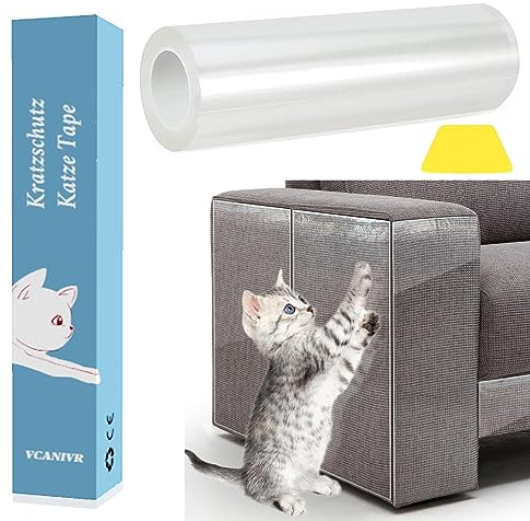 Cat Scratch Sticky Paws Tape 11.8 x 118 Furniture Protector - Transparent Free Cutting Anti-Scratch for Carpet, Sofa, Couch, Door