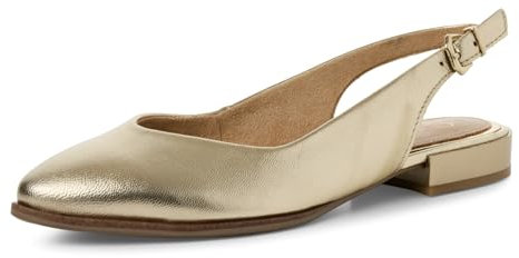 MARCO TOZZI Damen Slingpumps mit Verstellbarem Riemen aus Leder, Gold (Gold), 40 EU