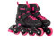Aventuri Einstellbare Inline Skates - Semi-Softboot Inliner - für Mädchen - Größe 38-41 (L) - Schwarz/Rosa