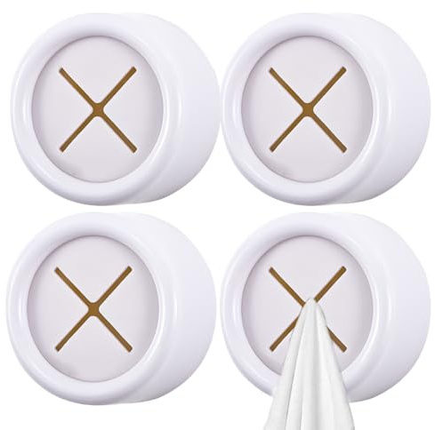 SGERUFZ 4 Stück Geschirrtuchhalter Handtuchhalter im Set, ABS Handtuchhaken, Runden Handtuchklemme, für Bad, Küche und Haushalt, Selbstklebender(Weiß)