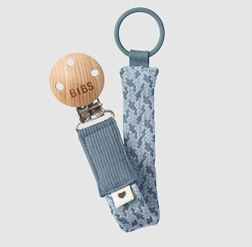 Bibs Pacifier Clip Tresse - Porte-tétine en Tissu pour Bébé Petrol/Baby Blue