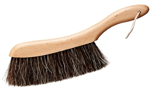 Kronabelle Cepillo para quitar el polvo, mango de madera de 34 cm, cerdas de crin de caballo