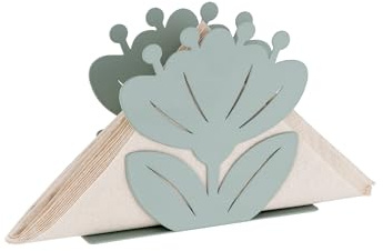 Baroni Home Portatovaglioli in Metallo in Metallo con Motivo Fiore, Design Moderno per Tavola e Cucina, Linea Ibiscus, 16,5x16,5x8 cm