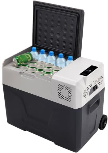 SHENGJINSH Nevera portátil para coche, 40 L, 12/24 V CC, -20 °C a 10 °C, refrigerador de compresor para camping, autocaravana, SUV y hogar