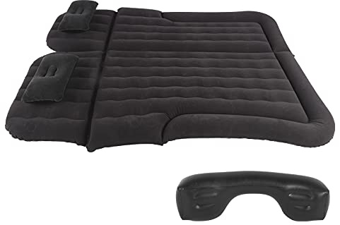 Alomejor Colchón de Aire PVC Flocado Colchón de Aire para Automóvil 174 X 126 Cm Bomba Eléctrica de 12 V Relleno de Espacios con Bloqueo de Ruido Superficie Plana y Ancha para SUV MPV RV Viajes