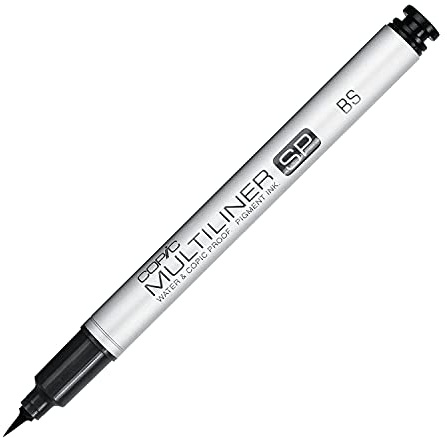 COPIC Multiliner SP Brush S, Black, Aluminium Fineliner mit einer feinen Spitze und wasserbeständiger Pigmenttinte