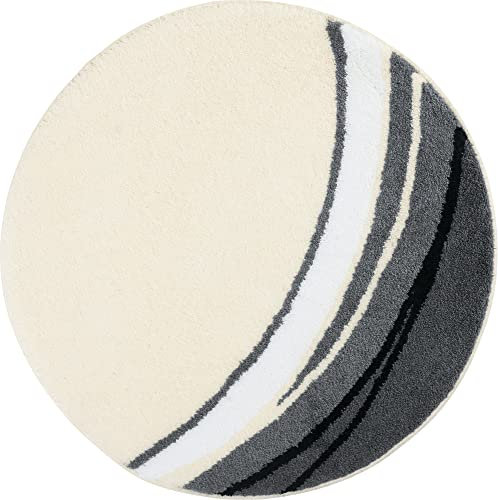 Erwin Müller Badematte Mykonos, Badteppich, Badvorleger rutschhemmend Natur Größe rund: 90 cm Ø - kuscheliger Hochflor, für Fußbodenheizung geeignet (weitere Farben, Größen)