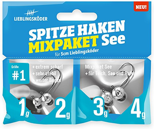 Lieblingsköder Spitze Haken Gr. 1 Mixpaket - 4 Jigköpfe, Ausführung:Mixpaket See / 1g. 2g. 3g. 4g